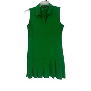 Green Sleeveless Pleated Dress